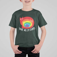 Funny LGBT The Ally Cats T Shirt For Kid Pride Month Rainbow Cat