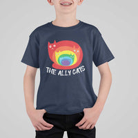 Funny LGBT The Ally Cats T Shirt For Kid Pride Month Rainbow Cat