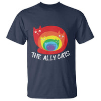 Funny LGBT The Ally Cats T Shirt Pride Month Rainbow Cat