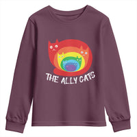 Funny LGBT The Ally Cats Youth Sweatshirt Pride Month Rainbow Cat