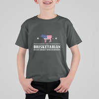 BBQ Lover T Shirt For Kid Brisketarian Because Brisket Never Disappoints Grill Master American Flag - Wonder Print Shop