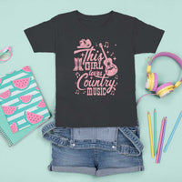 This Girl Loves Country Music T Shirt For Kid Cowgirl Hat Pink Boots - Wonder Print Shop