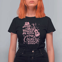 This Girl Loves Country Music T Shirt For Women Cowgirl Hat Pink Boots - Wonder Print Shop