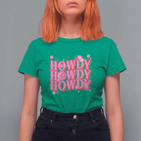 Funny Cowboy T Shirt For Women Howdy Western Country Pink Retro Disco Ball - Wonder Print Shop
