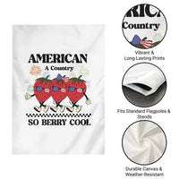 American A Coutry So Berry Cool Garden Flag Retro Groovy Strawberry Season 4th Of July