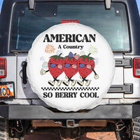 American A Coutry So Berry Cool Spare Tire Cover Retro Groovy Strawberry Season 4th Of July