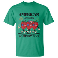American A Coutry So Berry Cool T Shirt Retro Groovy Strawberry Season 4th Of July - Wonder Print Shop