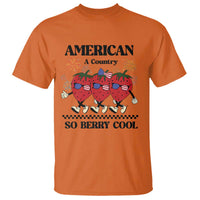 American A Coutry So Berry Cool T Shirt Retro Groovy Strawberry Season 4th Of July - Wonder Print Shop