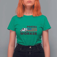 Postal Worker T Shirt For Women USA Flag Patriotic Mailman Mail Lady - Wonder Print Shop
