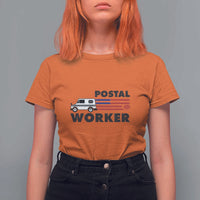 Postal Worker T Shirt For Women USA Flag Patriotic Mailman Mail Lady - Wonder Print Shop