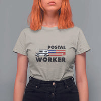 Postal Worker T Shirt For Women USA Flag Patriotic Mailman Mail Lady - Wonder Print Shop