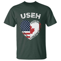 Funny USEH T Shirt Half Canadian American Flag Big Love Heart - Wonder Print Shop