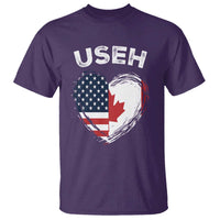 Funny USEH T Shirt Half Canadian American Flag Big Love Heart - Wonder Print Shop