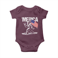 Funny 4th Of July Bigfoot Merica Baby Onesie Patriotic Sasquatch American US Flag - Wonder Print Shop