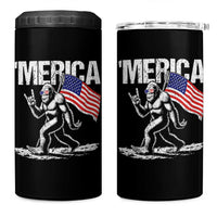 Funny 4th Of July Bigfoot Merica 4 in 1 Can Cooler Tumbler Patriotic Sasquatch American US Flag - Wonder Print Shop