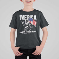 Funny 4th Of July Bigfoot Merica T Shirt For Kid Patriotic Sasquatch American US Flag - Wonder Print Shop