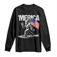 Funny 4th Of July Bigfoot Merica Long Sleeve Shirt Patriotic Sasquatch American US Flag - Wonder Print Shop