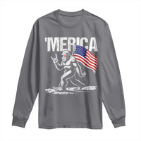 Funny 4th Of July Bigfoot Merica Long Sleeve Shirt Patriotic Sasquatch American US Flag - Wonder Print Shop