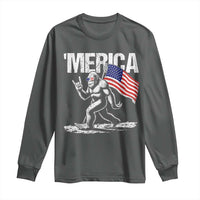Funny 4th Of July Bigfoot Merica Long Sleeve Shirt Patriotic Sasquatch American US Flag - Wonder Print Shop