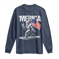 Funny 4th Of July Bigfoot Merica Long Sleeve Shirt Patriotic Sasquatch American US Flag - Wonder Print Shop