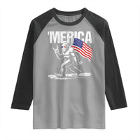Funny 4th Of July Bigfoot Merica Raglan Shirt Patriotic Sasquatch American US Flag - Wonder Print Shop
