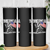 Funny 4th Of July Bigfoot Merica Skinny Tumbler Patriotic Sasquatch American US Flag - Wonder Print Shop