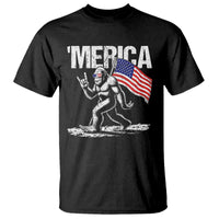 Funny 4th Of July Bigfoot Merica T Shirt Patriotic Sasquatch American US Flag - Wonder Print Shop