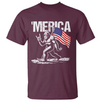 Funny 4th Of July Bigfoot Merica T Shirt Patriotic Sasquatch American US Flag - Wonder Print Shop