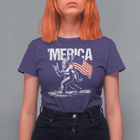 Funny 4th Of July Bigfoot Merica T Shirt For Women Patriotic Sasquatch American US Flag - Wonder Print Shop