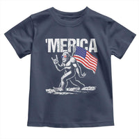 Funny 4th Of July Bigfoot Merica Toddler T Shirt Patriotic Sasquatch American US Flag - Wonder Print Shop