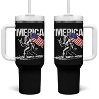 Funny 4th Of July Bigfoot Merica Tumbler With Handle Patriotic Sasquatch American US Flag - Wonder Print Shop