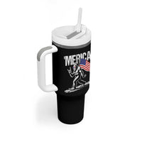 Funny 4th Of July Bigfoot Merica Tumbler With Handle Patriotic Sasquatch American US Flag - Wonder Print Shop