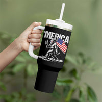 Funny 4th Of July Bigfoot Merica Tumbler With Handle Patriotic Sasquatch American US Flag - Wonder Print Shop