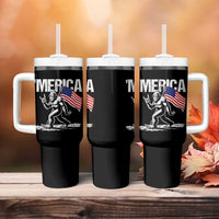 Funny 4th Of July Bigfoot Merica Tumbler With Handle Patriotic Sasquatch American US Flag - Wonder Print Shop