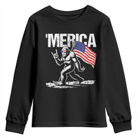 Funny 4th Of July Bigfoot Merica Youth Sweatshirt Patriotic Sasquatch American US Flag - Wonder Print Shop