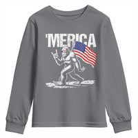 Funny 4th Of July Bigfoot Merica Youth Sweatshirt Patriotic Sasquatch American US Flag - Wonder Print Shop