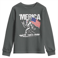 Funny 4th Of July Bigfoot Merica Youth Sweatshirt Patriotic Sasquatch American US Flag - Wonder Print Shop