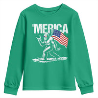 Funny 4th Of July Bigfoot Merica Youth Sweatshirt Patriotic Sasquatch American US Flag - Wonder Print Shop
