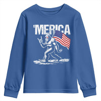 Funny 4th Of July Bigfoot Merica Youth Sweatshirt Patriotic Sasquatch American US Flag - Wonder Print Shop
