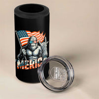 Funny Bigfoot Merica 4th Of July 4 in 1 Can Cooler Tumbler American Flag Patriotic Sasquatch - Wonder Print Shop