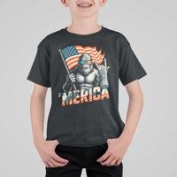 Funny Bigfoot Merica 4th Of July T Shirt For Kid American Flag Patriotic Sasquatch - Wonder Print Shop