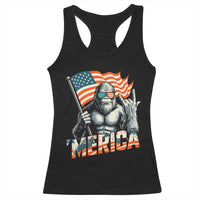Funny Bigfoot Merica 4th Of July Racerback Tank Top American Flag Patriotic Sasquatch - Wonder Print Shop