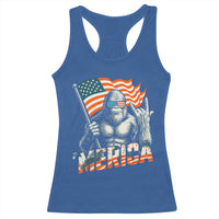 Funny Bigfoot Merica 4th Of July Racerback Tank Top American Flag Patriotic Sasquatch - Wonder Print Shop