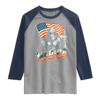 Funny Bigfoot Merica 4th Of July Raglan Shirt American Flag Patriotic Sasquatch - Wonder Print Shop