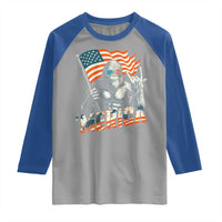 Funny Bigfoot Merica 4th Of July Raglan Shirt American Flag Patriotic Sasquatch - Wonder Print Shop