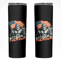Funny Bigfoot Merica 4th Of July Skinny Tumbler American Flag Patriotic Sasquatch - Wonder Print Shop