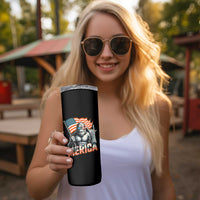 Funny Bigfoot Merica 4th Of July Skinny Tumbler American Flag Patriotic Sasquatch - Wonder Print Shop
