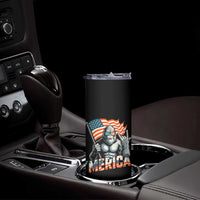 Funny Bigfoot Merica 4th Of July Skinny Tumbler American Flag Patriotic Sasquatch - Wonder Print Shop