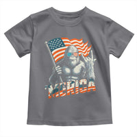 Funny Bigfoot Merica 4th Of July Toddler T Shirt American Flag Patriotic Sasquatch - Wonder Print Shop