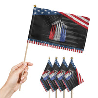 Funny Fighter Jet Airplane American Flag 4th Of July Patriotic Handheld Flag